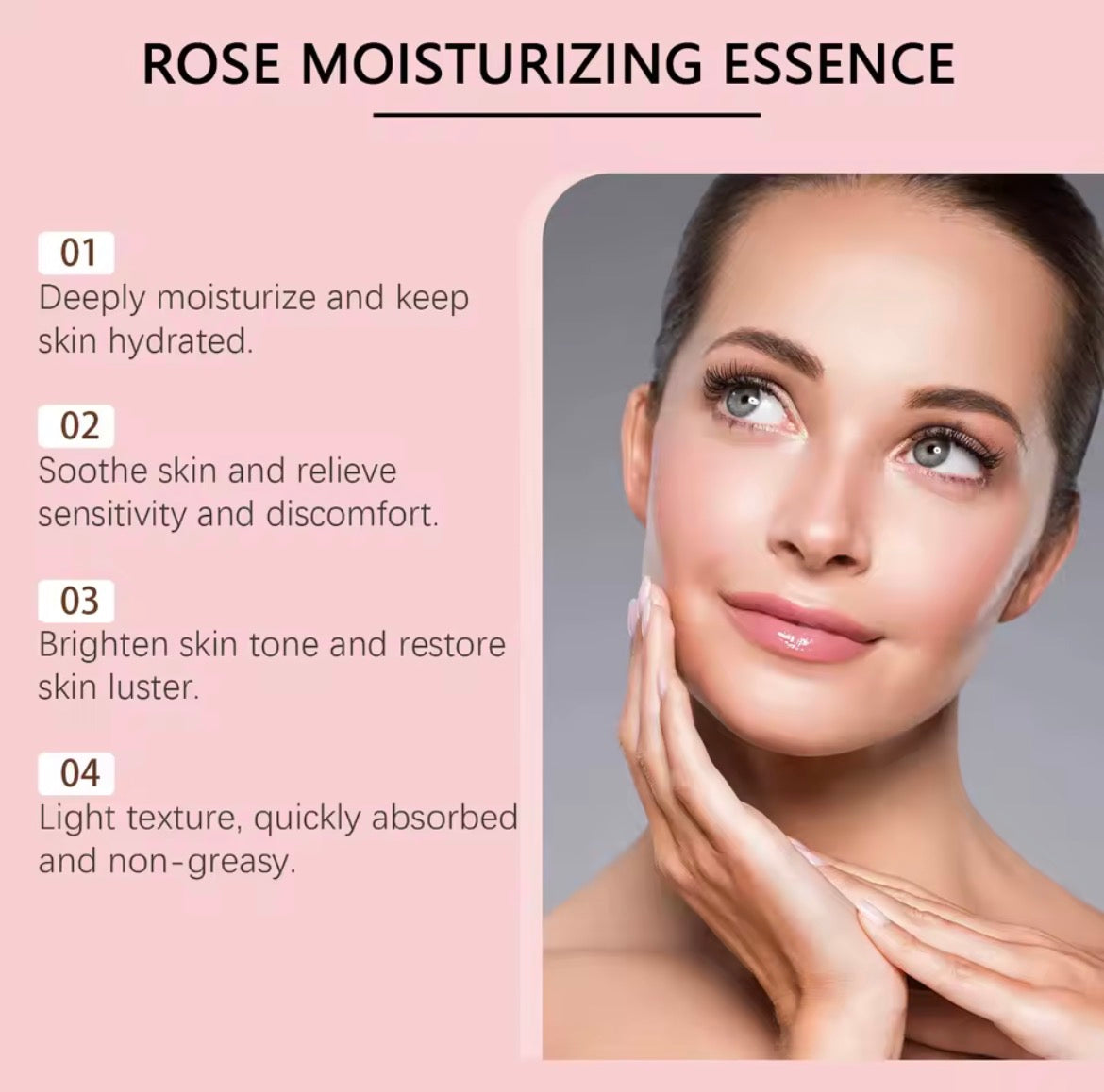 Rose Moisturizing Essence Soothing Skin Deep Moisturizing Lasting Nourishing Improve Dullness Even Skin Tone Brightening Facial Skin