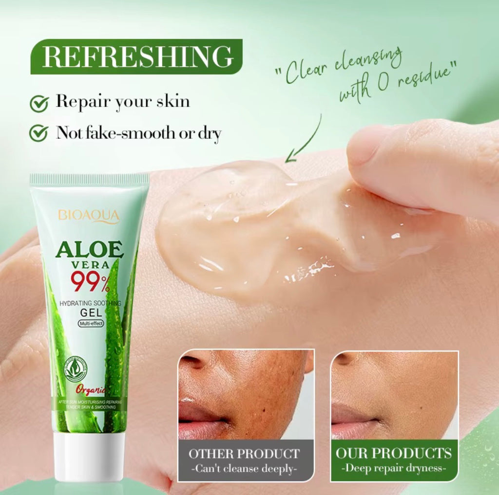 BIOAOUA Soothing Aloe Vera Gel for Face and Body Moisturizing Moisturizing Restorative Sunburn Relief Acne Care for Sensitive Skin