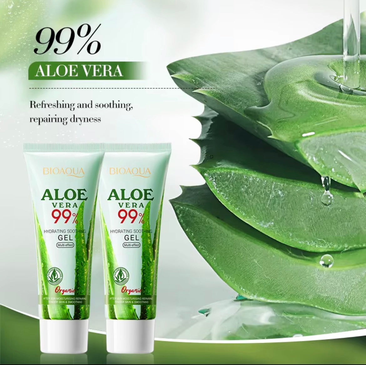 BIOAOUA Soothing Aloe Vera Gel for Face and Body Moisturizing Moisturizing Restorative Sunburn Relief Acne Care for Sensitive Skin