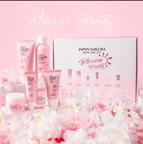 6 pcs/set Sakura Skin Care Sets Face Cream Serum Toner Face Cleaner Sunscreen Eye Cream Face Skin Care Set Product Gift Box