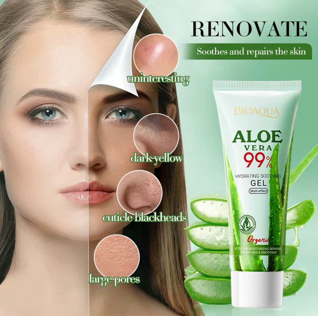 BIOAOUA Soothing Aloe Vera Gel for Face and Body Moisturizing Moisturizing Restorative Sunburn Relief Acne Care for Sensitive Skin