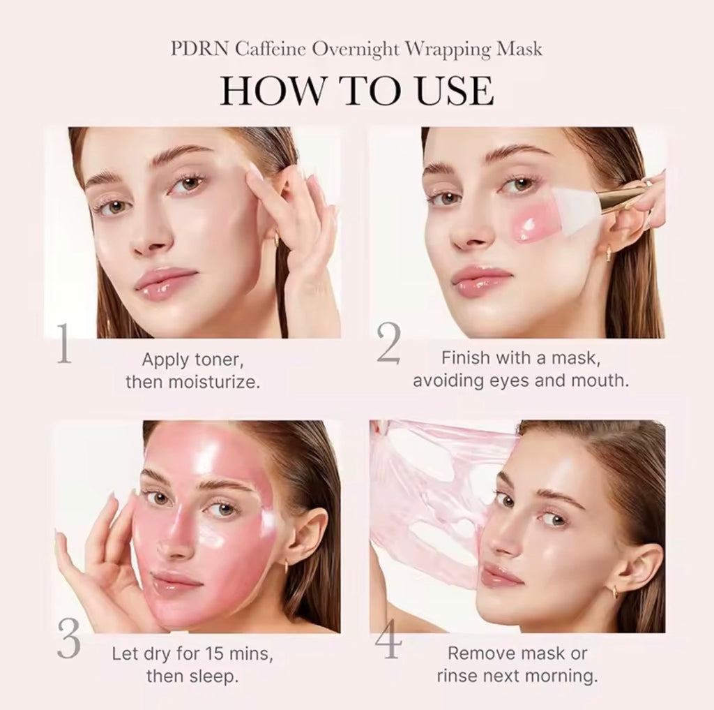 75ML PDRN Wrapping Face Mask Overnight Caffeine Collagen Peel-Off Face Mask Firming Hydration Glasses Skin Korean Skin Care