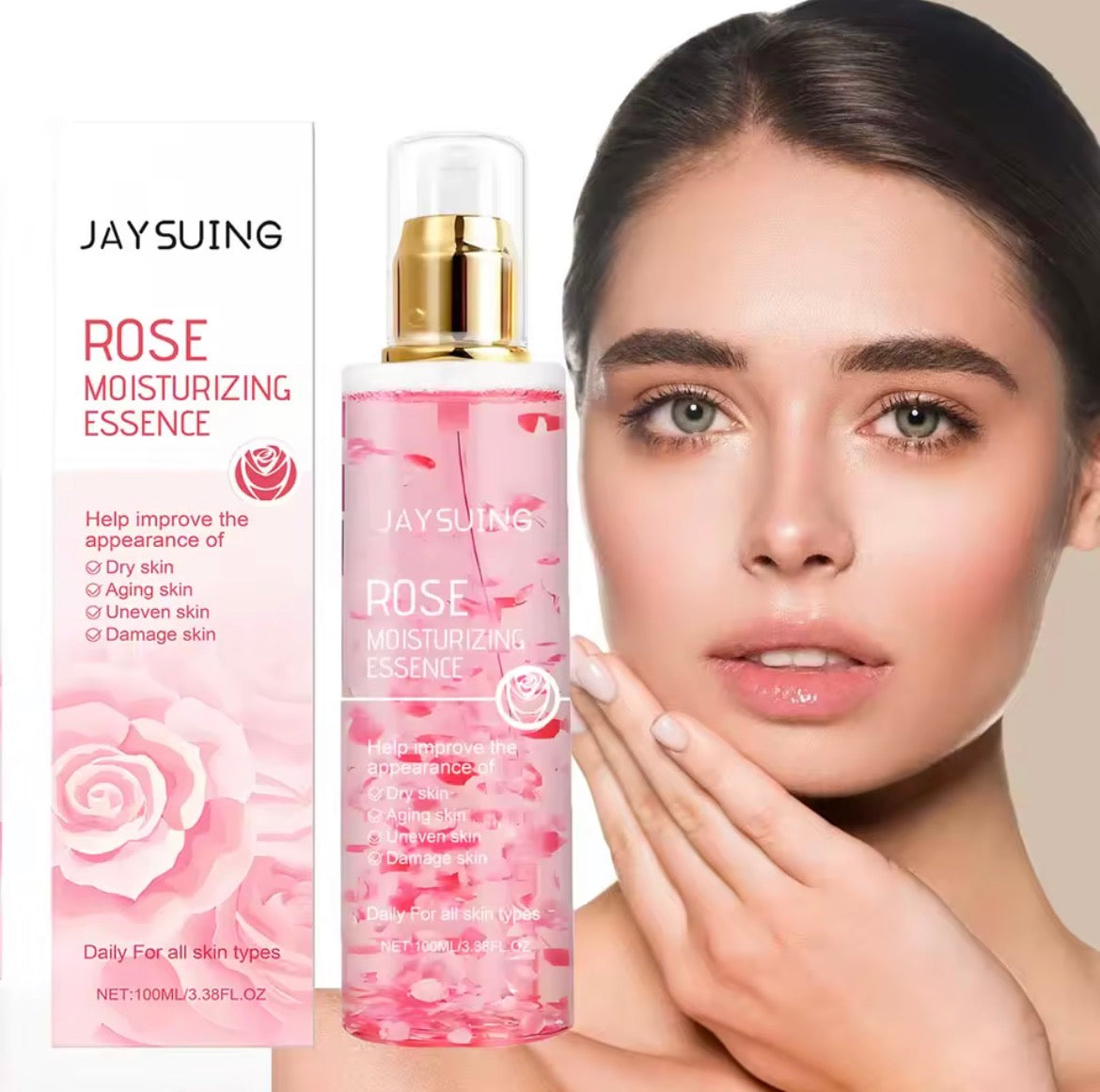 Rose Moisturizing Essence Soothing Skin Deep Moisturizing Lasting Nourishing Improve Dullness Even Skin Tone Brightening Facial Skin
