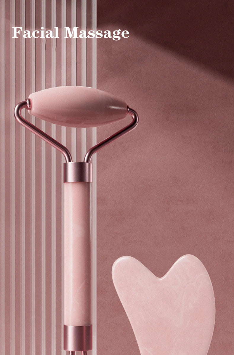 2pcs/set Face Spa Neck Massager For Face Roller Gua Sha Scraper Board Lift Up Wrinkle Remover Eye Care Resin Guasha Set