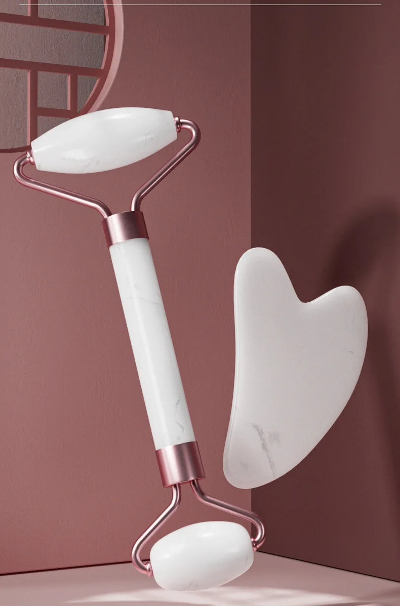 2pcs/set Face Spa Neck Massager For Face Roller Gua Sha Scraper Board Lift Up Wrinkle Remover Eye Care Resin Guasha Set