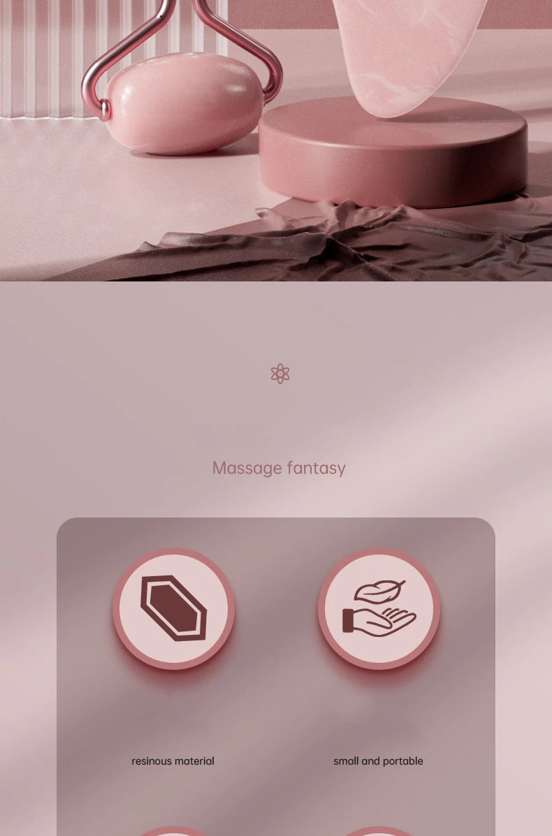 2pcs/set Face Spa Neck Massager For Face Roller Gua Sha Scraper Board Lift Up Wrinkle Remover Eye Care Resin Guasha Set